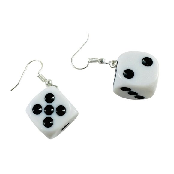 Let's get lucky! Super cute lucky dice earrings in clear White. NEW - Picture 1 of 4